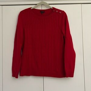 Oh that Talbots Red! Classic crewneck sweater with 3 buttons at neck. Size small